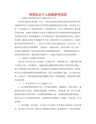 保安队长个人自我参考总结