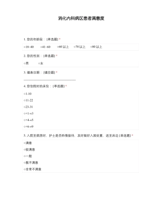 消化内科病区患者满意度