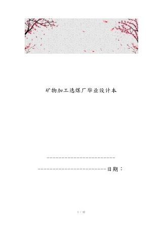 矿物加工选煤厂毕业设计范本