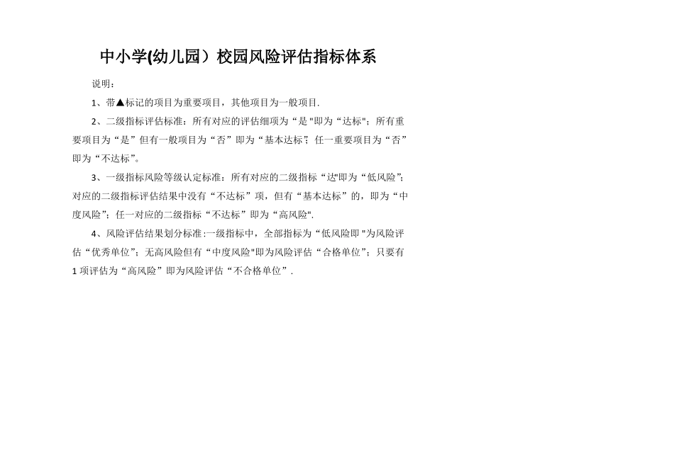 中小学幼儿园校园风险评价指标体系_第1页