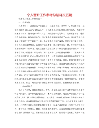 个人晋升工作参考总结样文五篇