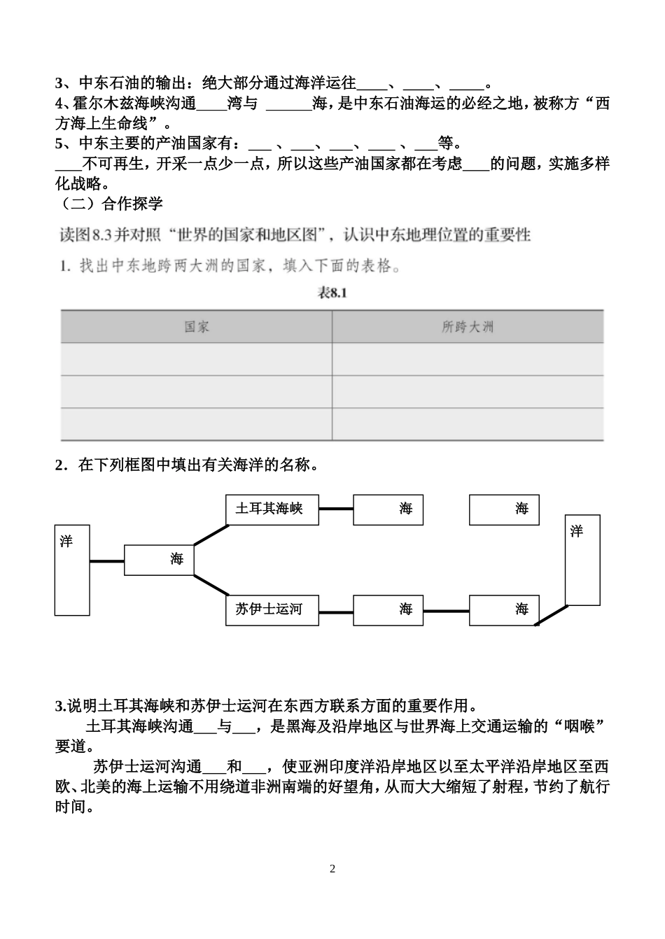 七年级下册《中东》导学案第一课时_第2页