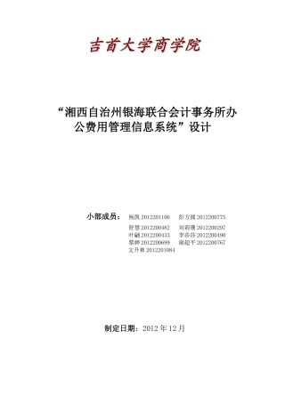 湘西银海联合会计事务所管理信息系统