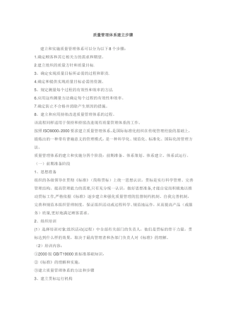质量管理体系建立步骤