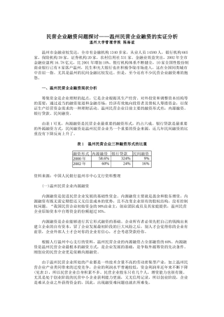 温州民营企业融资实证分析