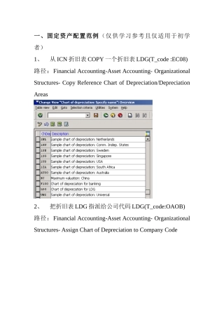 SAP+固定资产配置及操作手册