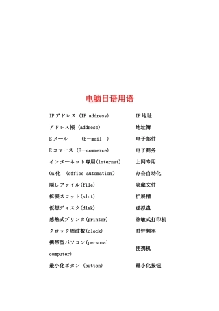 电脑日语用语汇编