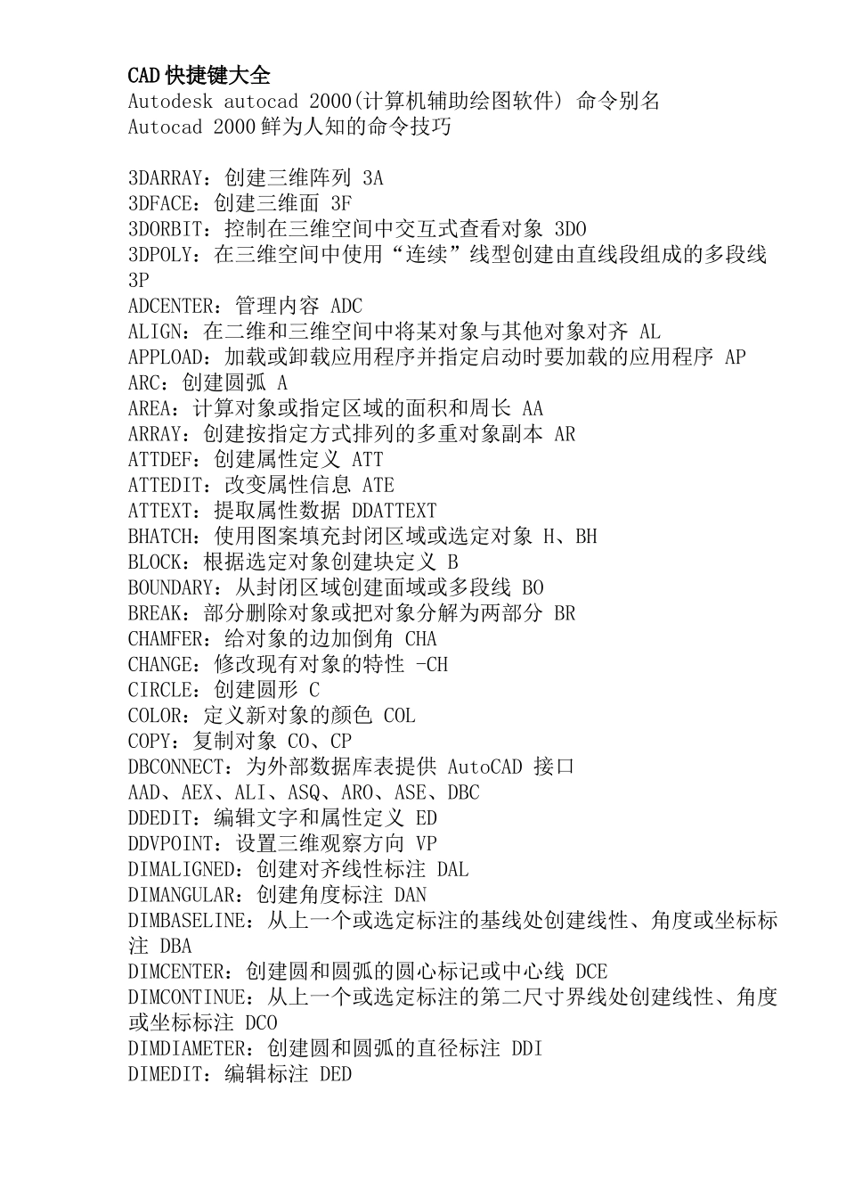 CAD快捷键大全_第1页