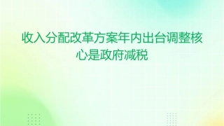 收入分配改革方案年内出台调整核心是政府减税课件