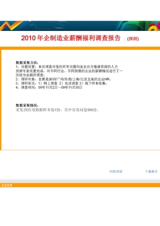 深圳2010年制造业薪酬福利调查报告(1)