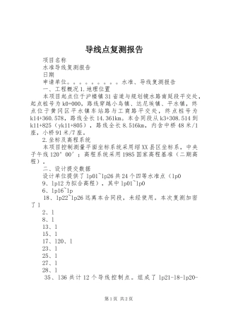 导线点复测报告