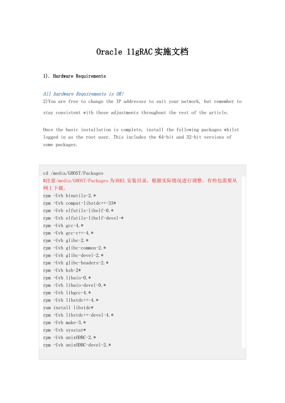 Oracle11gRAC在RHEL62(x8664)上成功安装_第1页