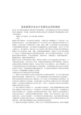浅议我国企业会计电算化运用的现状