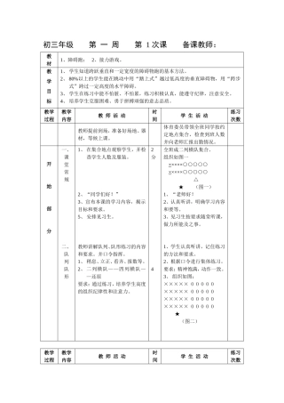 初三年级第一周第1次课备课教师