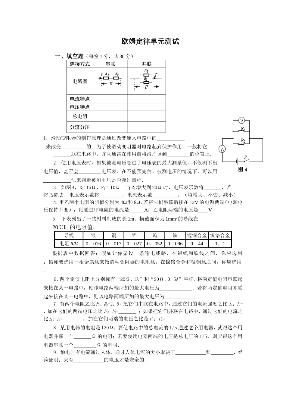 欧姆定律测试题_第1页