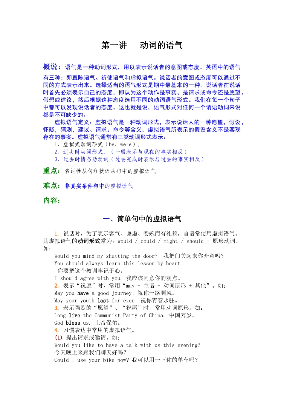 第十六讲虚拟语气_第1页