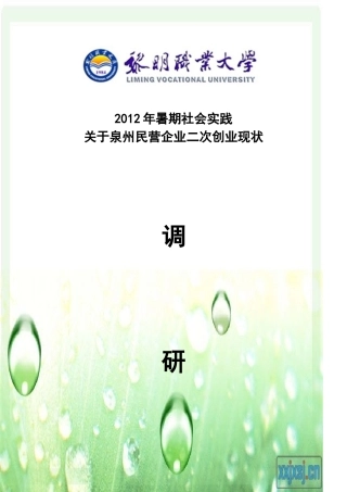 泉州民营企业二次创业现状调查报告