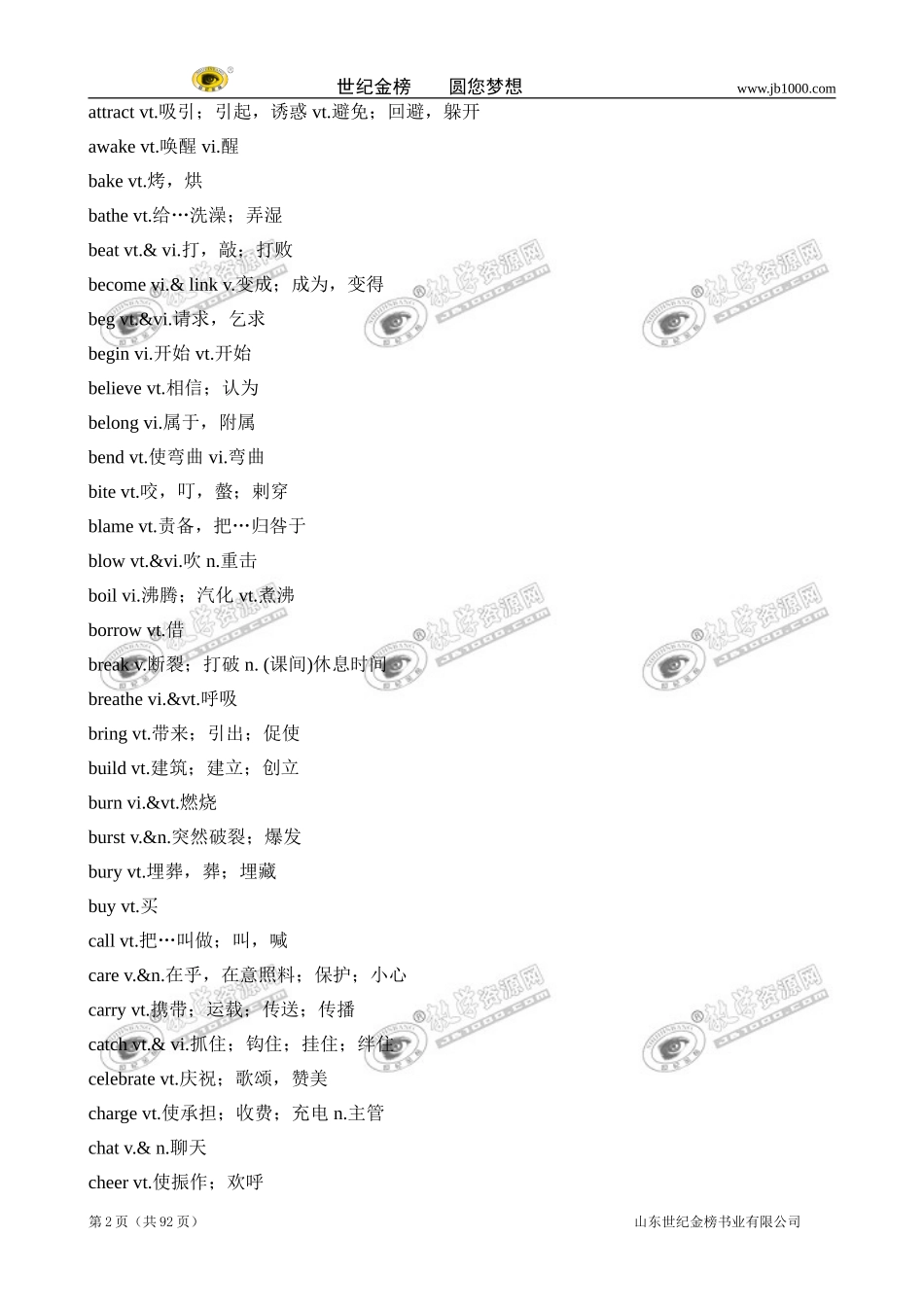 高中英语常用词汇表(动词、名词、形容词和副词)_第2页