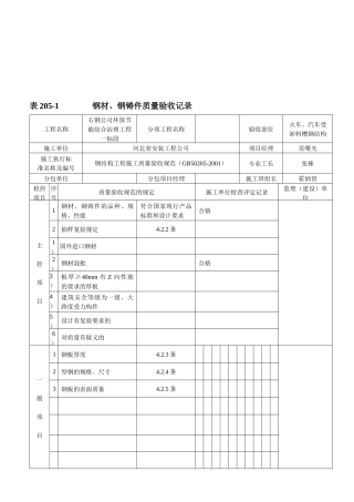 河北省工程建设标准质量验收记录表