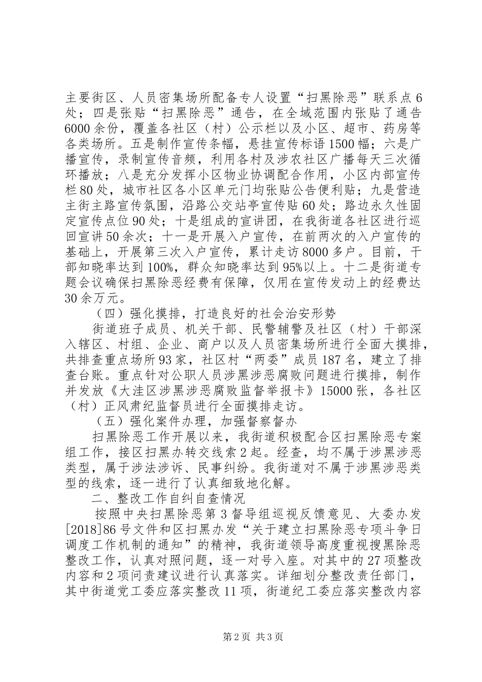 大洼街道扫黑除恶专项斗争工作汇报_第2页