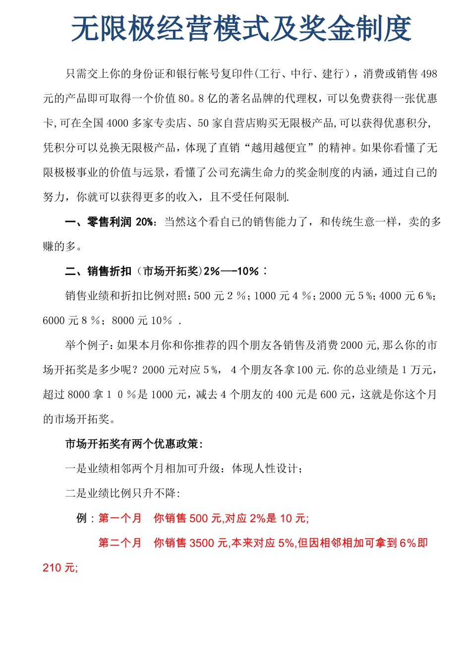 无限极经营模式及奖金制度_第1页
