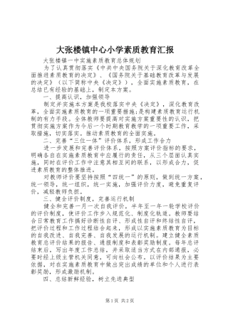大张楼镇中心小学素质教育汇报