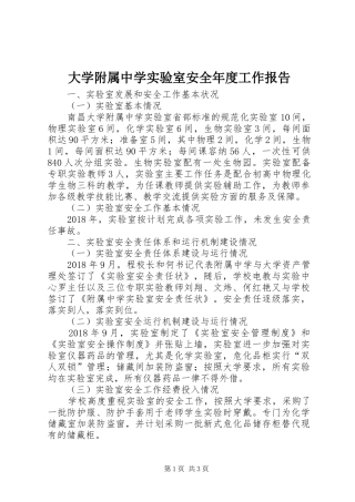 大学附属中学实验室安全年度工作报告