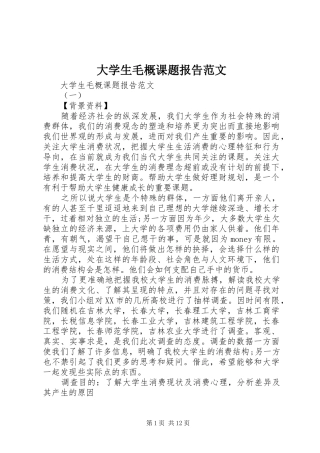 大学生毛概课题报告范文