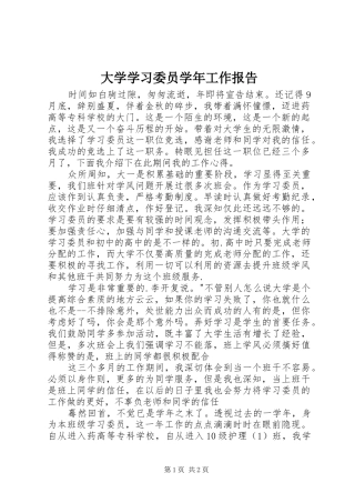 大学学习委员学年工作报告