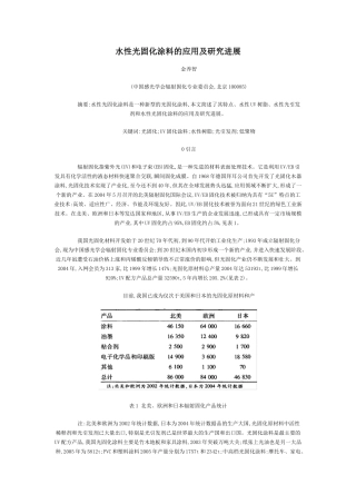 水性光固化涂料的应用及研究进展