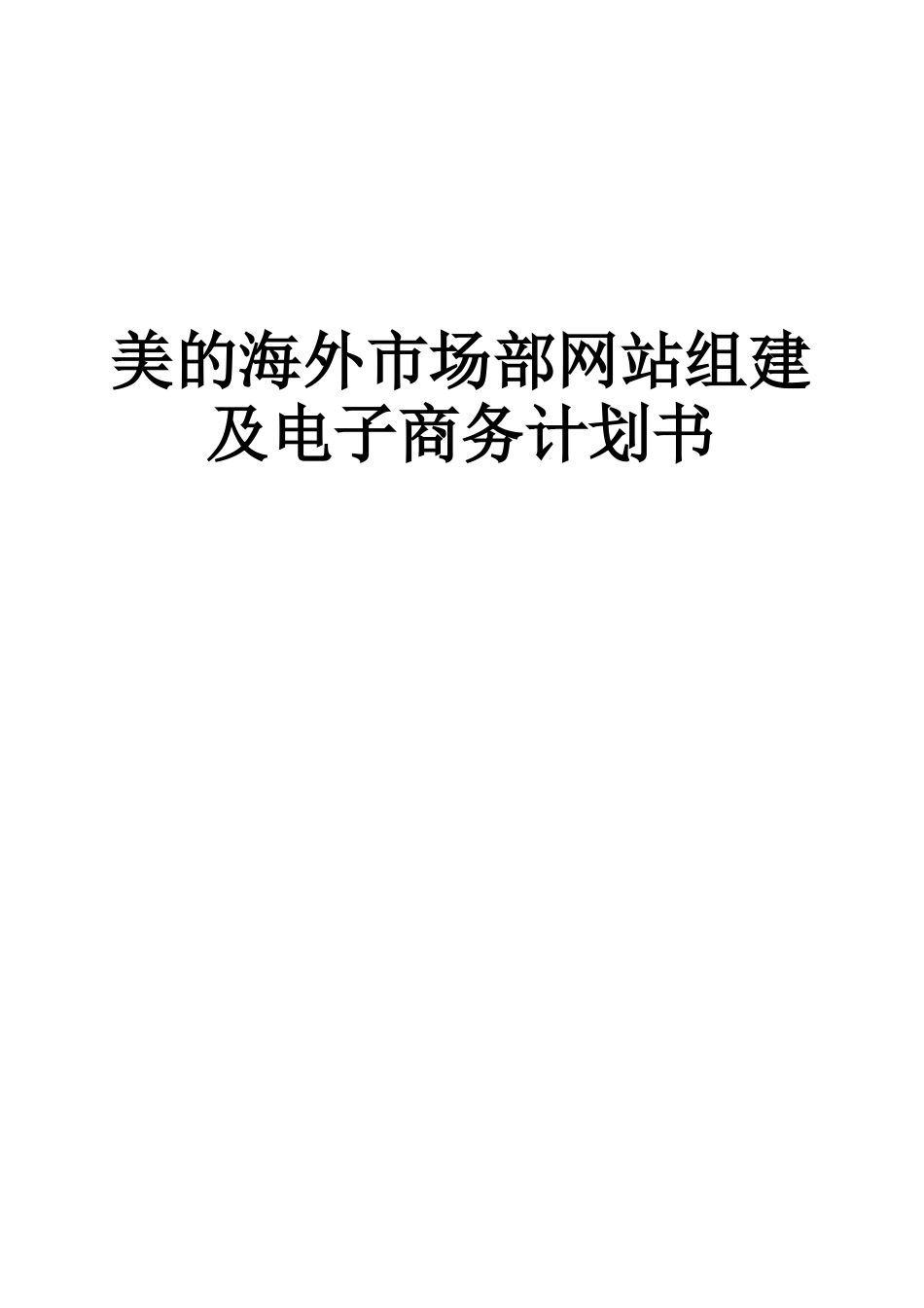 美的海外市场部网站组建及电子商务计划书_第1页