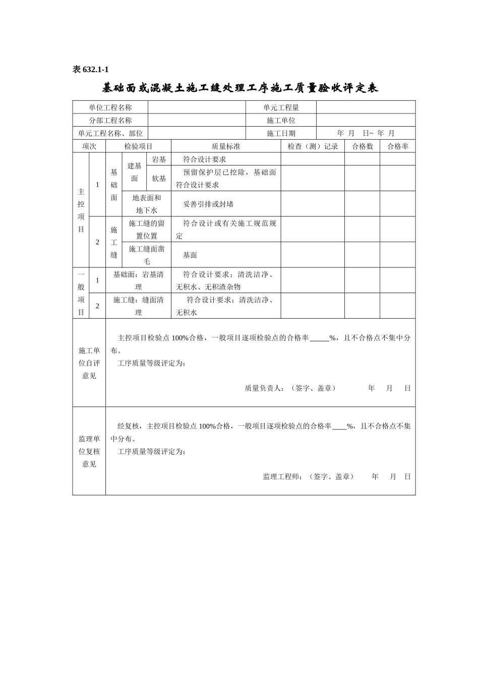 水利水电工程单元工程施工质量验收评定表SL632(混凝土_第2页