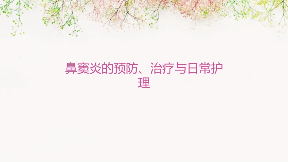 鼻窦炎的预防、治疗与日常护理_第1页