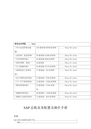SAP总账业务配置与操作完全手册