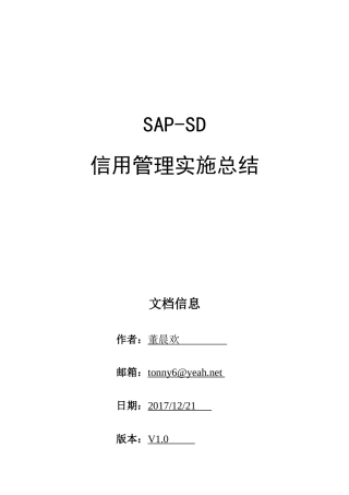 SAP-SD信用管理实施总结-S4HANA