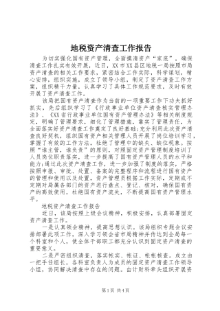 地税资产清查工作报告