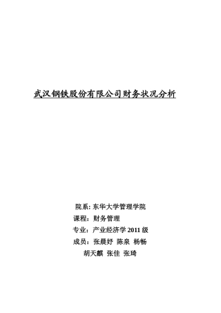 武汉钢铁财务状况