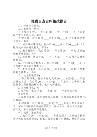 地税自查自纠整改报告