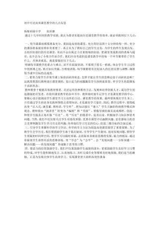 初中历史高效课堂教学的几点反思 (2)