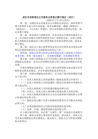 武汉市有限责任公司股权登记办法