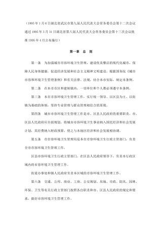 武汉市城市市容环境卫生管理条例