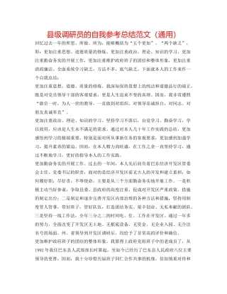 县级调研员的自我参考总结范文（通用）