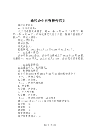 地税企业自查报告范文