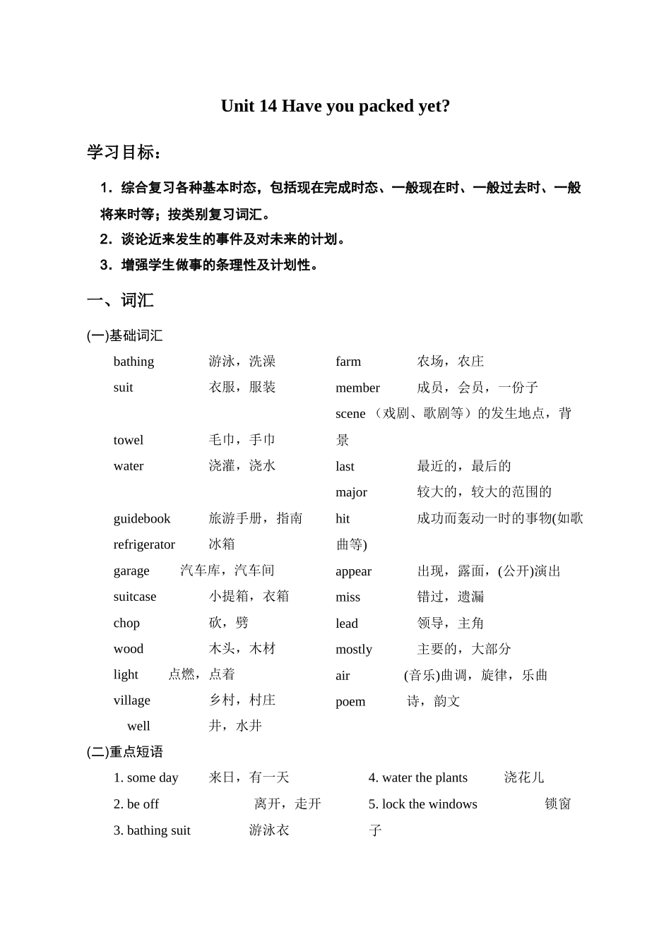九年级Unit14内容总结及练习题2_第1页