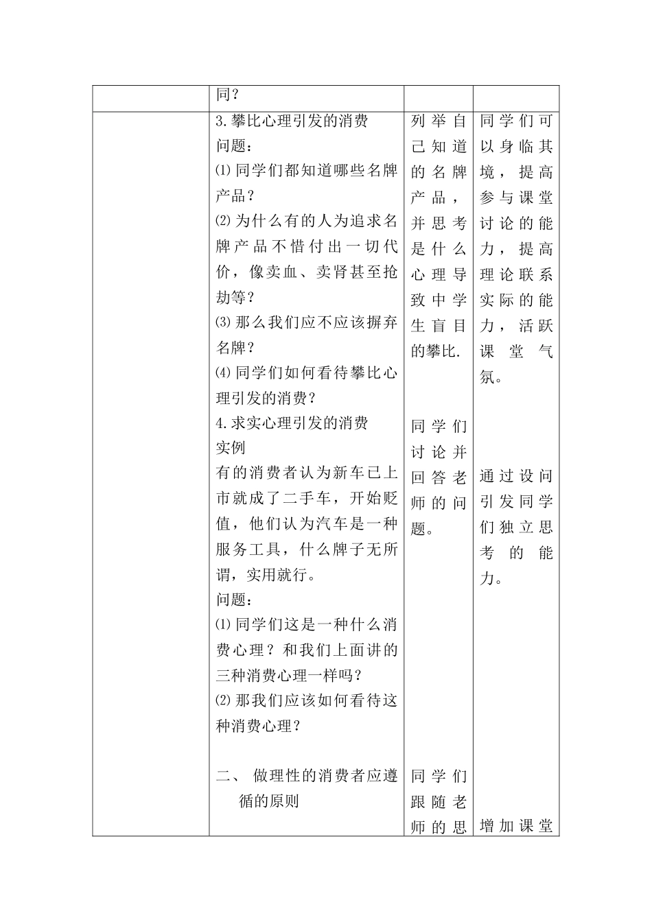 树立正确的消费观教学过程和教学反思_第3页