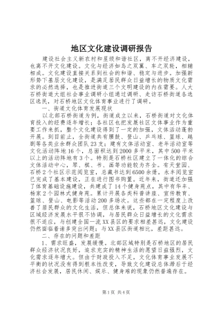 地区文化建设调研报告