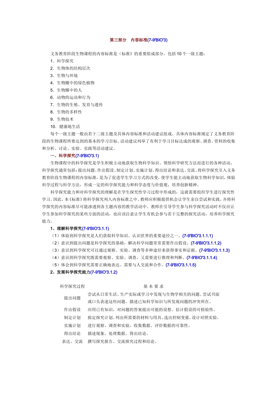 初中生物新课程标准_第3页