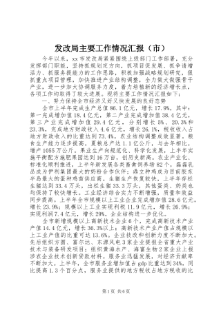 发改局主要工作情况汇报（市）