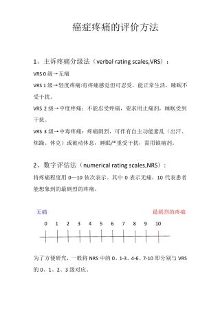 癌痛的评价方法