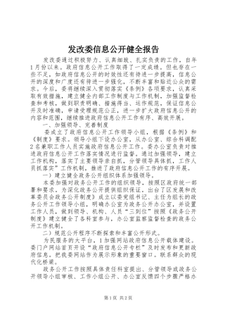 发改委信息公开健全报告